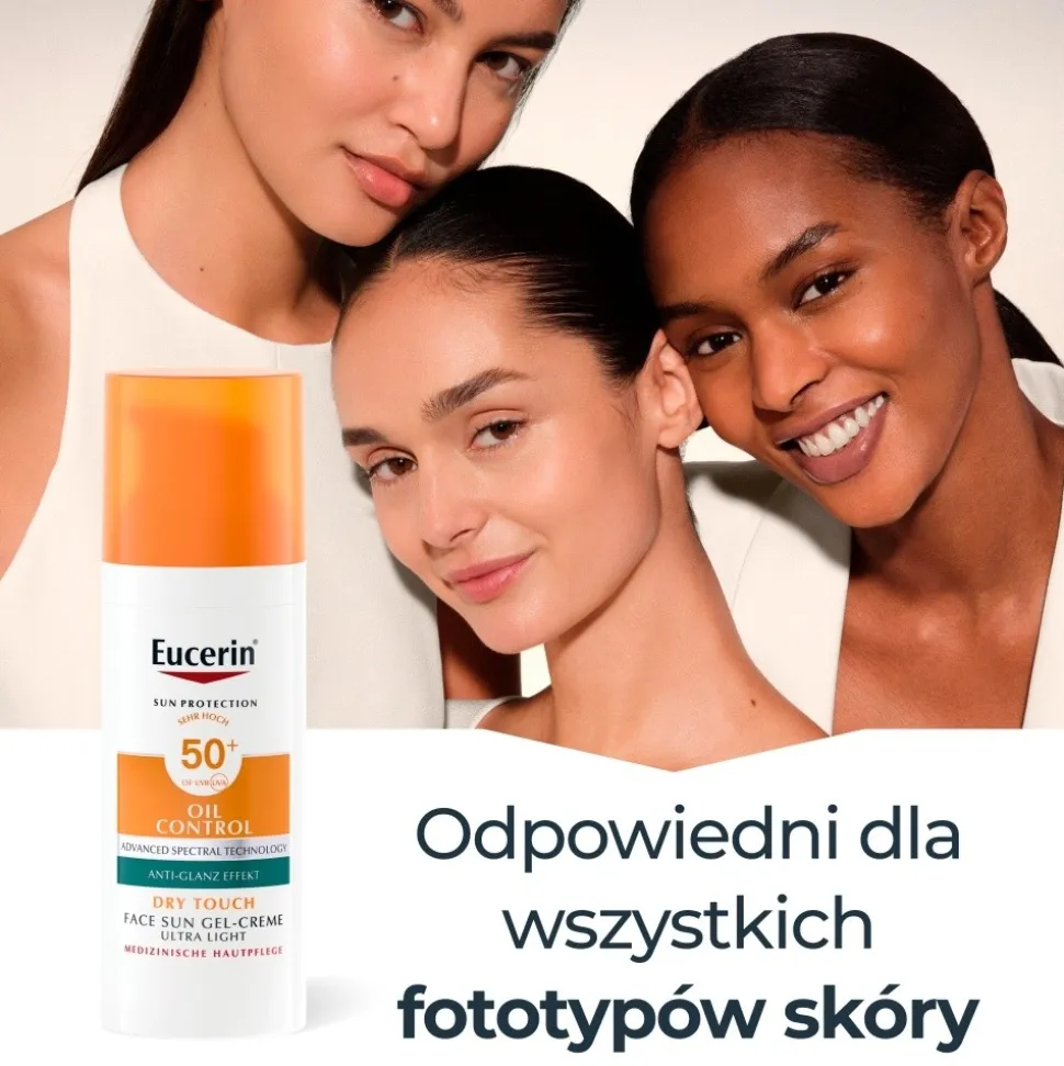 Eucerin Oil Control Dry Touch, żel-krem ochronny SPF 50+, 50 ml