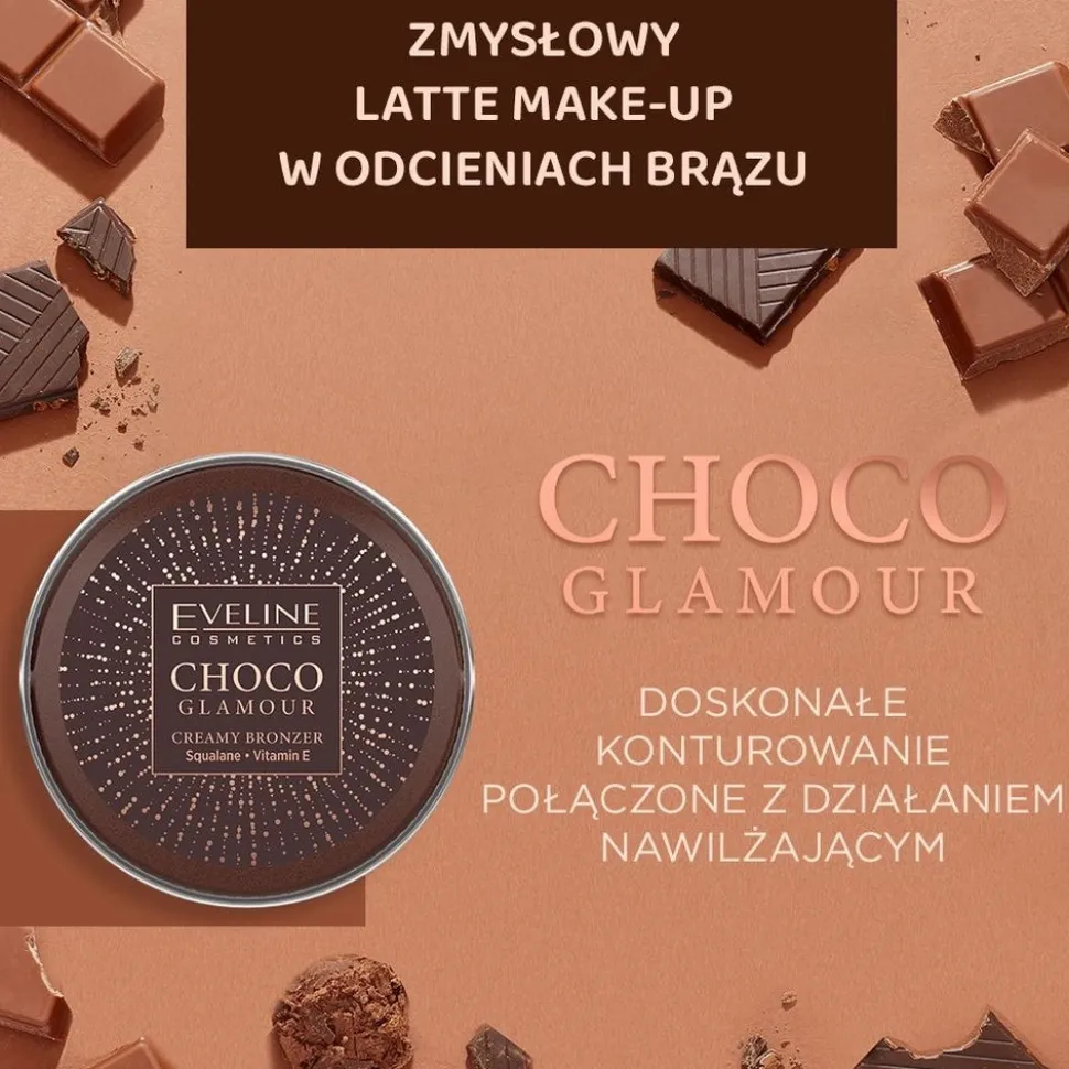 Eveline Choco Glamour, bronzer w kremie, 01, 20 g