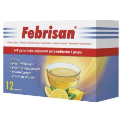 Febrisan, proszek musujący o smaku cytrynowym, 5 g, saszetki, 12 szt.