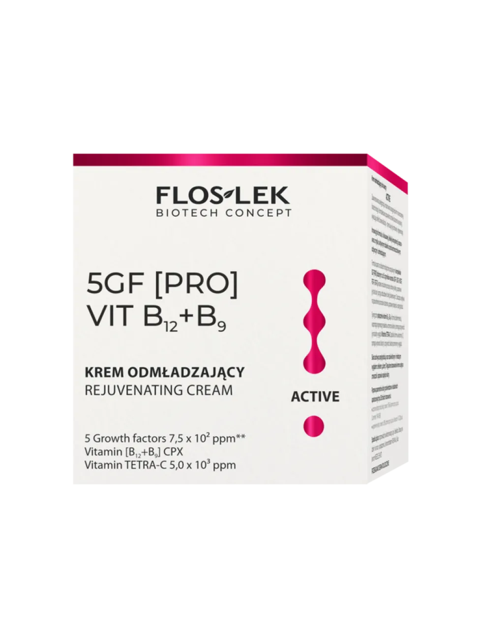 Flos-Lek Active, krem odmładzający do twarzy 5GF VIT B12+B9, 50 ml