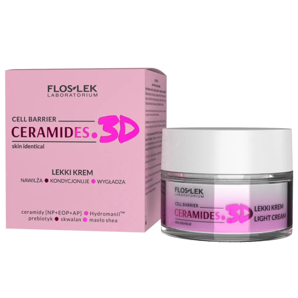 Flos-Lek Ceramides.3D, lekki krem nawilżający, 50 ml