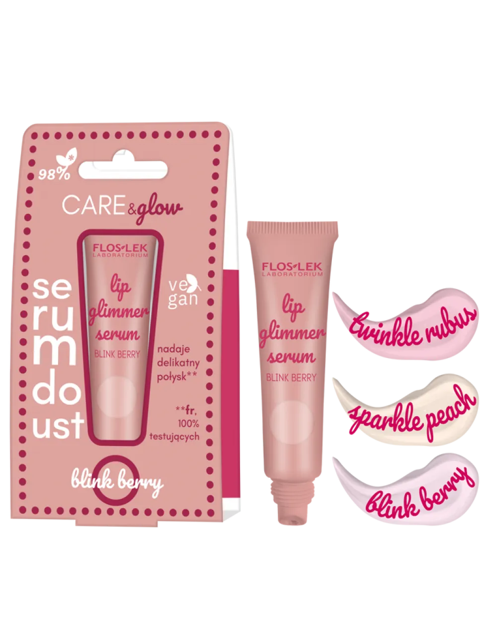 Flos-Lek Lip Care Glimmer, serum do ust, twinkle rubus, 14 g