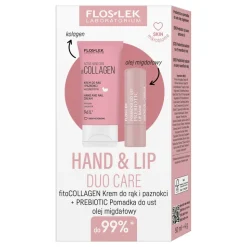 Flos-lek Zestaw Hand & Lip Duo Care Collagen, krem do rąk, 50 ml + pomadka do ust, 4 g