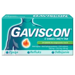 Gaviscon o smaku mięty TAB, tabletki do rozgryzania, żucia, 24 szt.