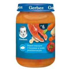 Gerber, bukiet warzyw z łososiem w sosie pomidorowym, 6 m+, 190 g