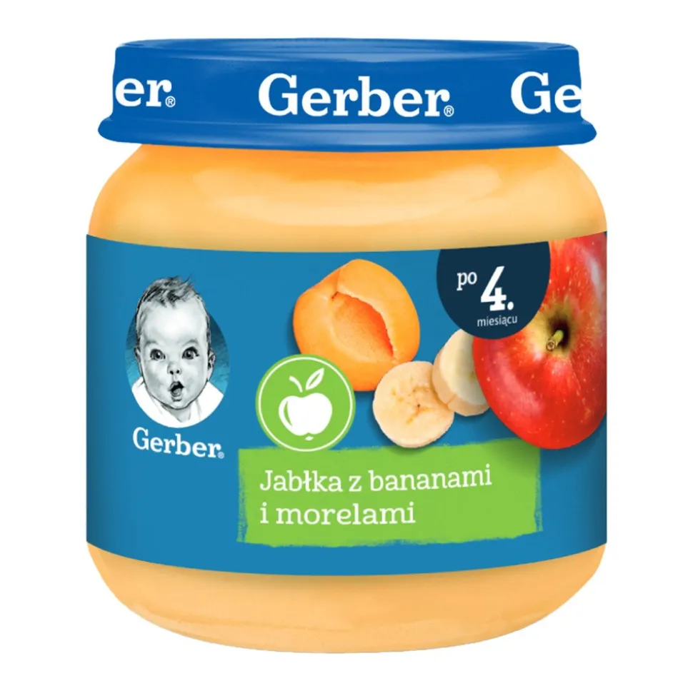 Gerber Deser, jabłka z bananami i morelami, 4 m+, 125 g