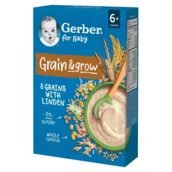 Gerber, Grain&grow, kaszka 8 zbóż z lipą, 6 m+, 200 g