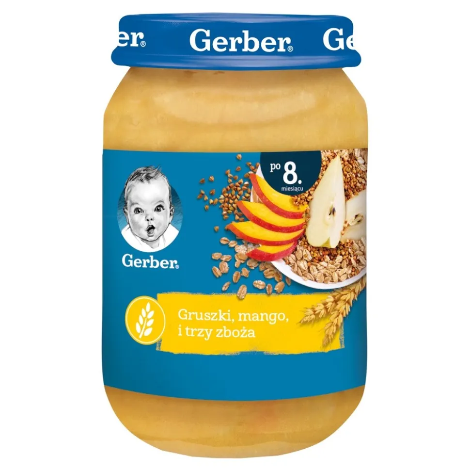 Gerber, gruszki, mango i trzy zboża, 8 m+, 190 g