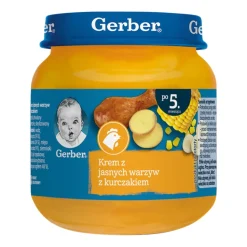 Gerber, krem z jasnych warzyw z kurczakiem, 5 m+, 125 g