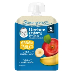 Gerber Natural, Deserek banan, jabłko, tubka, 6 m+, 80 g