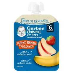 Gerber Natural, Deserek Jabłko banan truskawka, tubka, 6 m+, 80 g