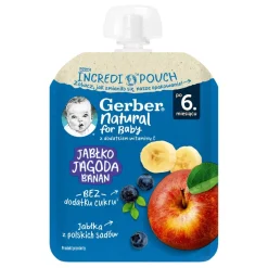 Gerber Natural, Jabłko jagoda banan, tubka, 6 m+, 80 g