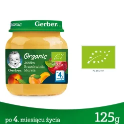 Gerber Organic, deser jabłko, brzoskwinia, morela, 4 m+, 125 g