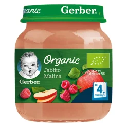 Gerber Organic, deser jabłko malina, 4 m+, 125 g