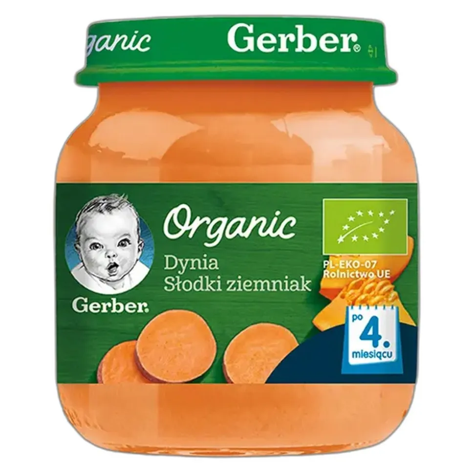 Gerber Organic, Dynia słodki ziemniak, 4 m+, 125 g