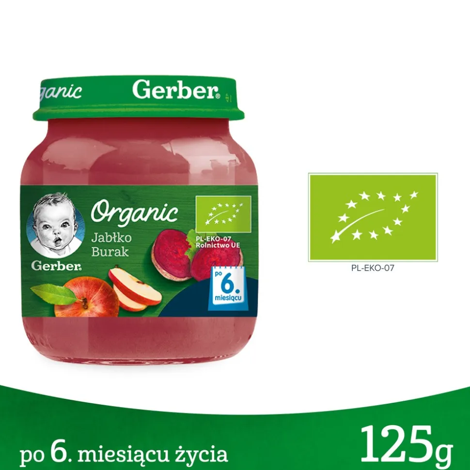 Gerber Organic, Jabłko burak, 6 m+, 125 g