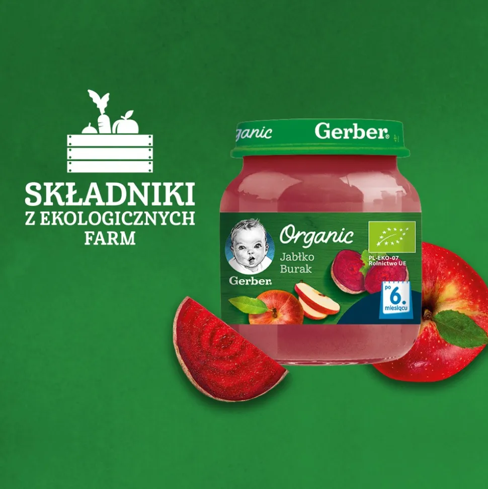 Gerber Organic, Jabłko burak, 6 m+, 125 g
