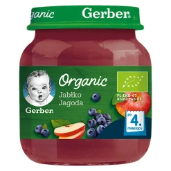 Gerber Organic, jabłko, jagoda, 4 m+, 125 g