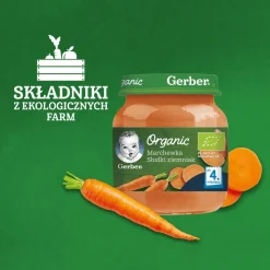 Gerber Organic, Marchewka słodki ziemniak, 4 m+, 125 g