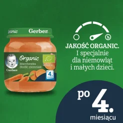 Gerber Organic, Marchewka słodki ziemniak, 4 m+, 125 g