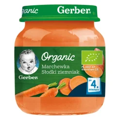Gerber Organic, Marchewka słodki ziemniak, 4 m+, 125 g