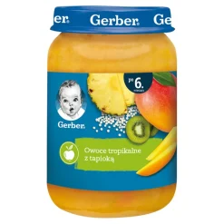 Gerber, Owoce tropikalne z tapioką, 6 m+, 190 g