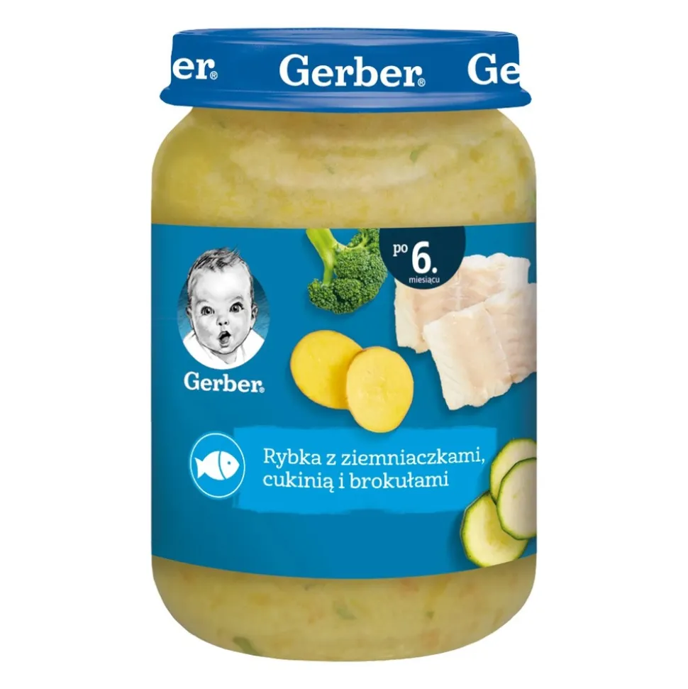Gerber, Rybka z ziemniaczkami, cukinią i brokułami, 6 m+, 190 g