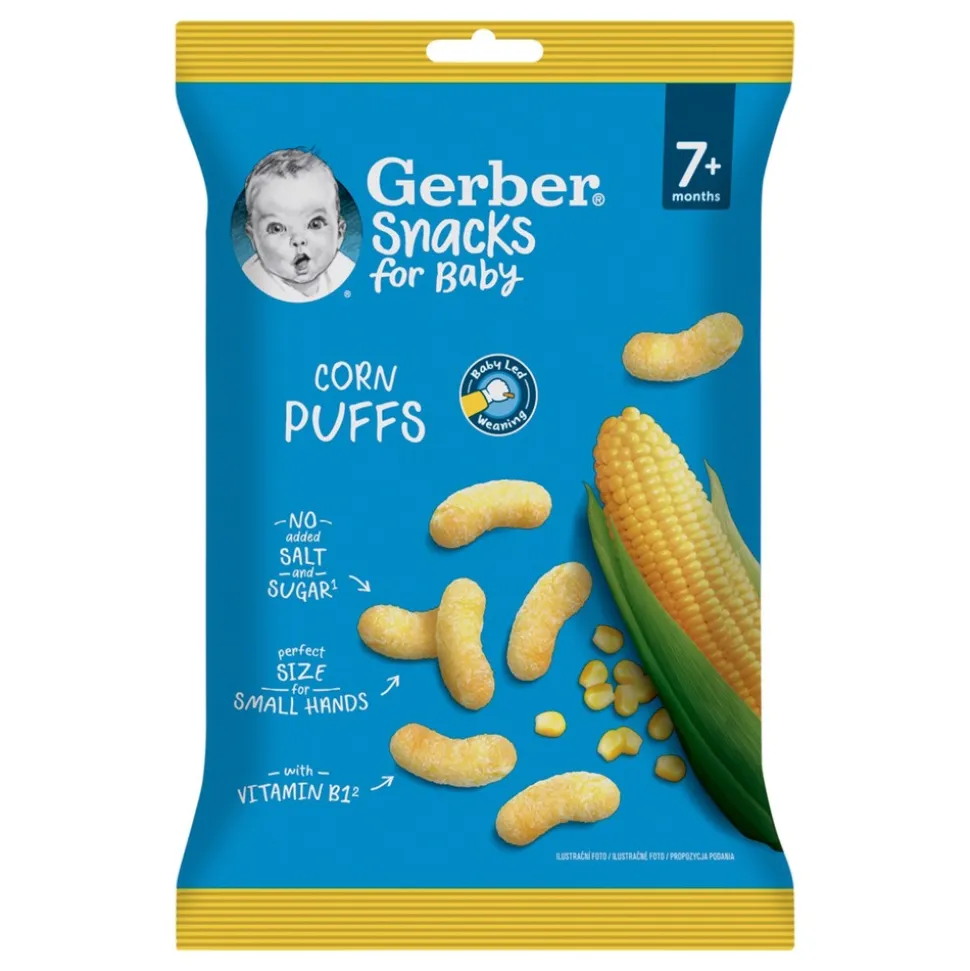 Gerber Snacks, Chrupeczki kukurydziane, 7 m+, 28 g