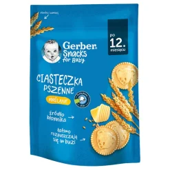 Gerber Snacks, Ciasteczka pszenne maślane, 12 m+, 150 g