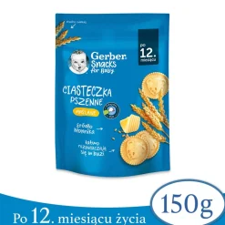 Gerber Snacks, Ciasteczka pszenne maślane, 12 m+, 150 g
