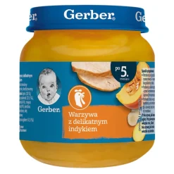 Gerber, warzywa z delikatnym indykiem, 5 m+, 125 g