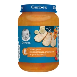 Gerber, warzywa z delikatnym indykiem w pomidorach, 6 m+, 190 g