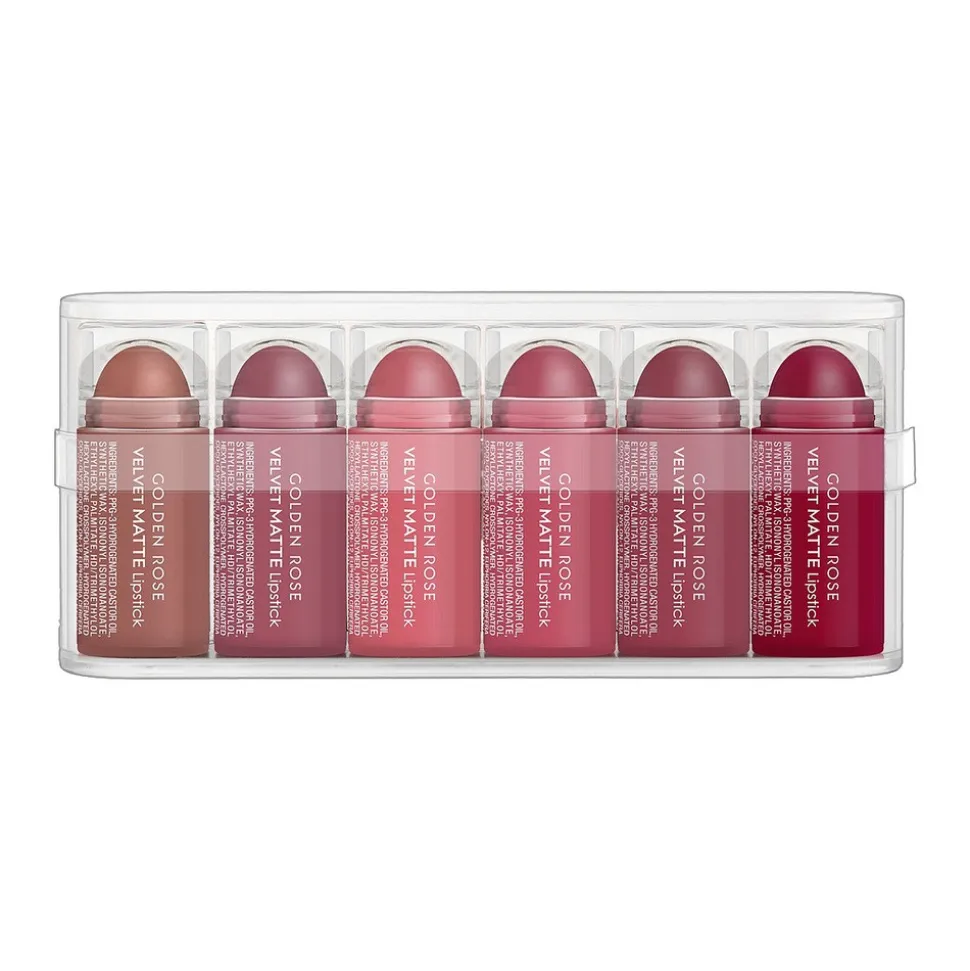 Golden Rose Mini Velvet Matte, zestaw mini matowych pomadek do ust, 6 x 0,5 g