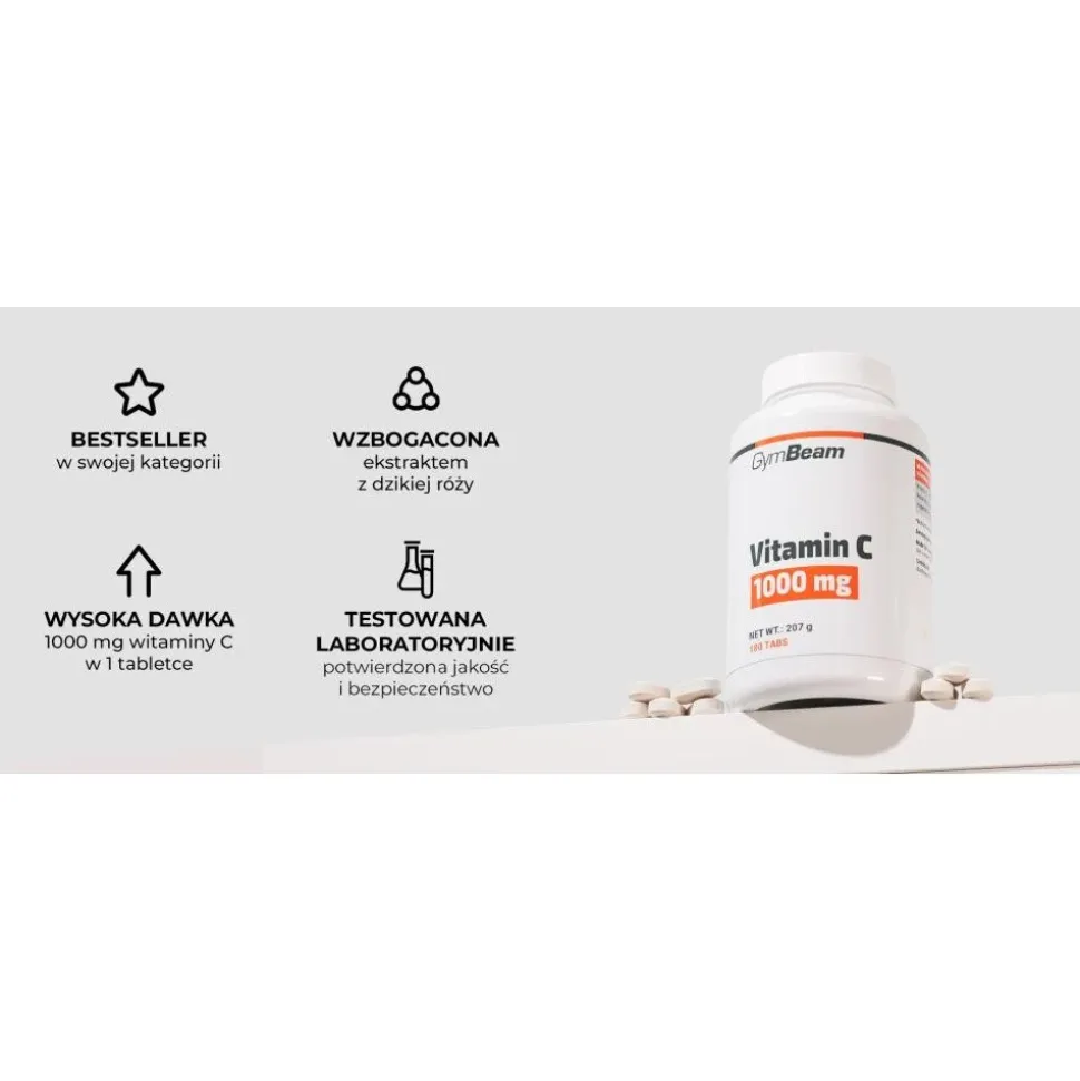 GymBeam Witamina C 1000 mg, tabletki, 30 szt.