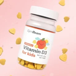 GymBeam Witamina D3 do ssania dla dzieci, tabletki, smak pomarańczowy, 120 szt.