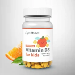 GymBeam Witamina D3 do ssania dla dzieci, tabletki, smak pomarańczowy, 120 szt.