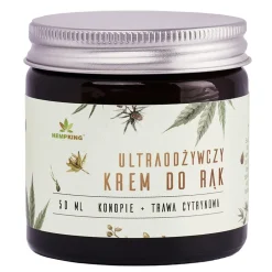 HempKing, ultraodżywczy krem do rąk, konopie + trawa cytrynowa, 50 ml