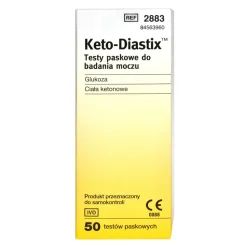 Ketodiastix, paski testowe do badania glukozy i ciał ketonowych w moczu, 50 szt.