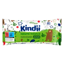 Kindii Natural Balance, chusteczki dla niemowląt i dzieci, 60 szt.