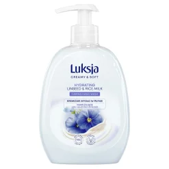 Luksja Creamy & Soft, nawilżające mydło w płynie, Len i Mleczko Ryżowe, 500 ml