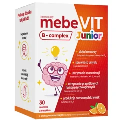 MebeVIT B complex Junior, saszetki z proszkiem, smak pomarańczowy, 30 szt.