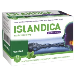 Medifar Islandica Mint, pastylki do ssania, smak miętowy, 24 szt.