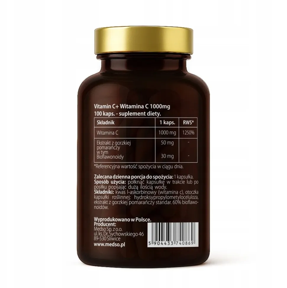 Medso Vitamin C+ 1000 mg, kapsułki twarde, 100 szt.