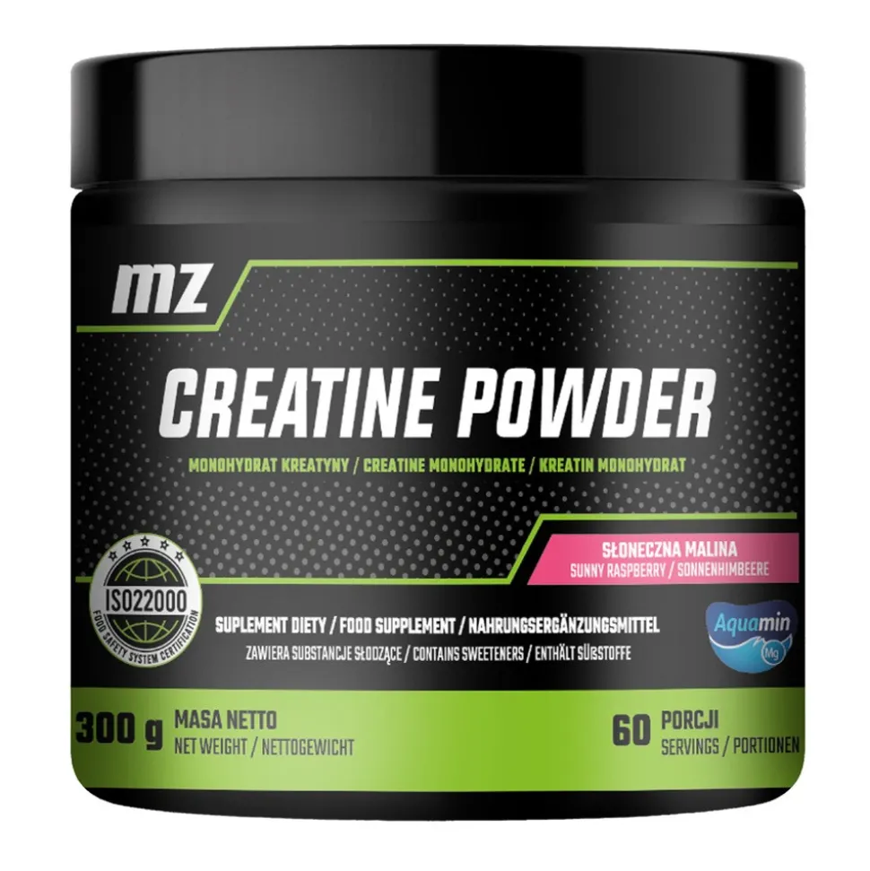 MZ Creatine Powder, proszek, smak słonecznej maliny, 300 g