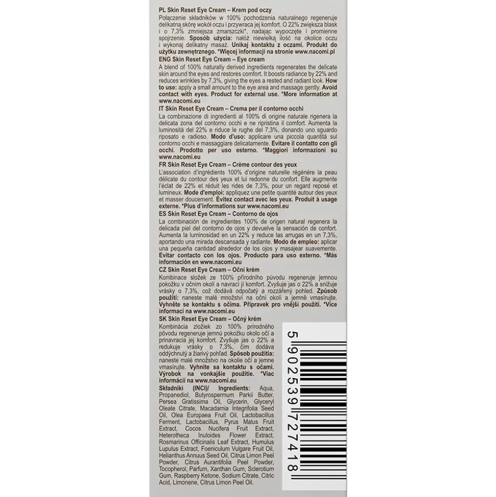 Nacomi Ethic Care Skin Reset, krem pod oczy, 15 ml