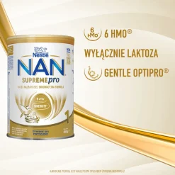 Nestle Nan Supremepro 1, mleko początkowe w proszku dla niemowląt od urodzenia, 400 g