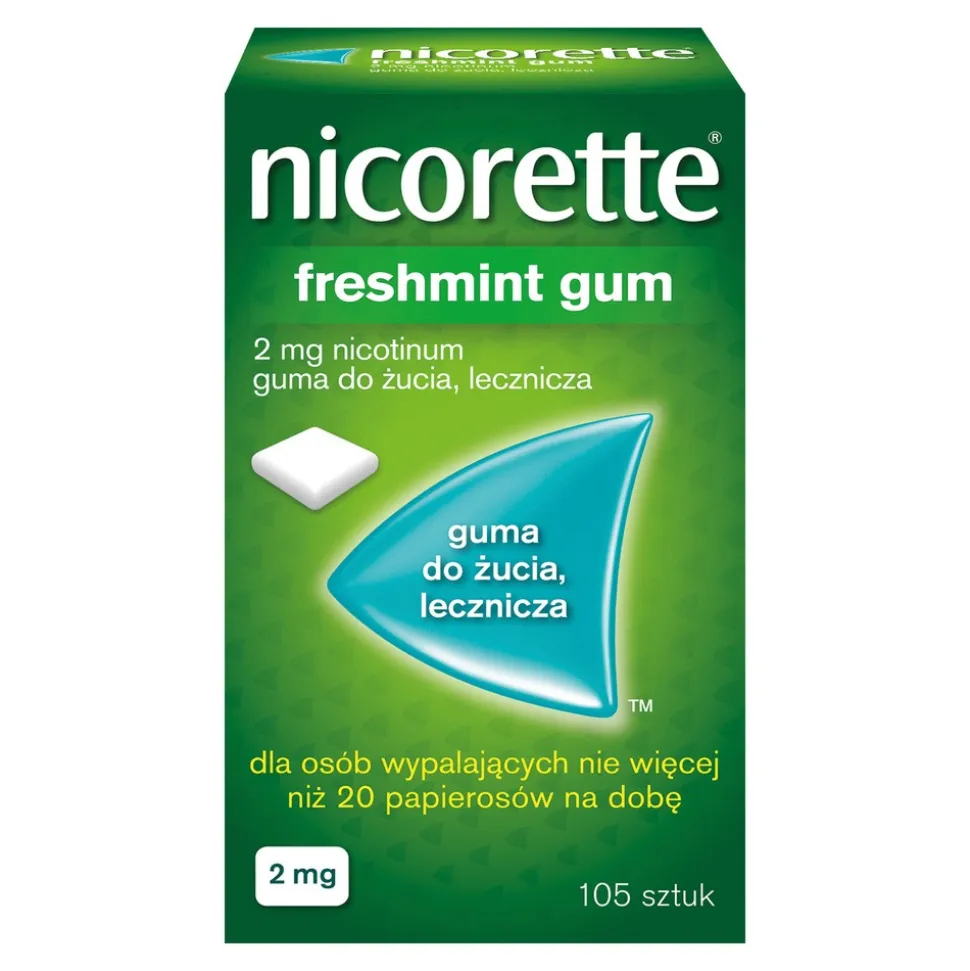 Nicorette Freshmint Gum, 2 mg, gumy do żucia, 105 szt.