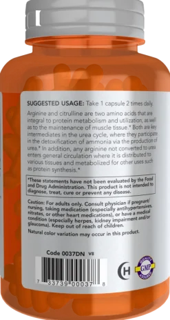 Now Sports Arginine & Citrulline 500mg/250mg, kapsułki, 120 szt.