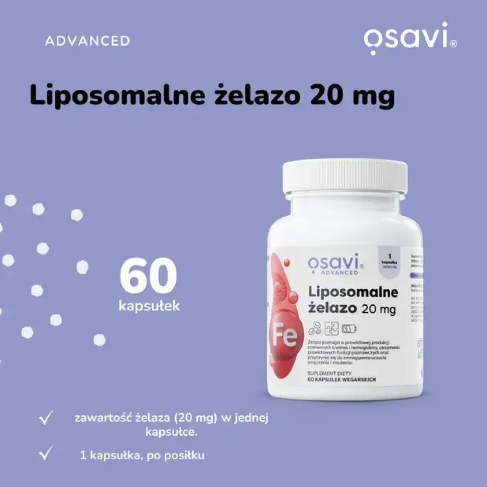 Osavi Advanced Liposomalne żelazo 20 mg, kapsułki twarde, 60 szt.