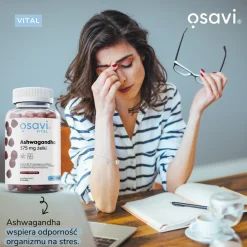 Osavi Ashwagandha, 375 mg, żelki o smaku wiśniowym, 90 szt.